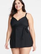 Secret-slim Plus-size Wrap-front Swim Dress