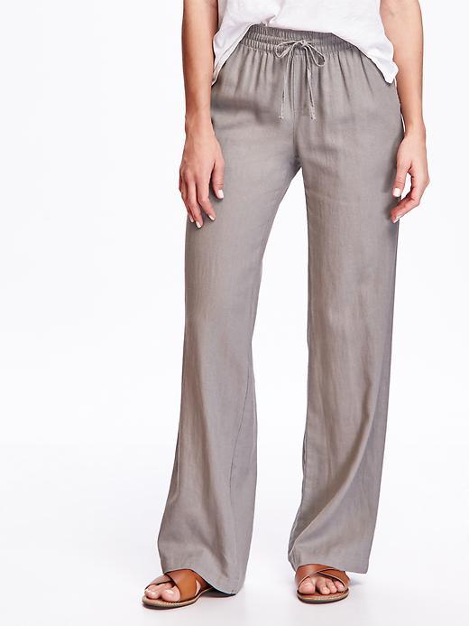 Old Navy Mid Rise Linen Blend Wide Leg Pants For Women - Amalgam