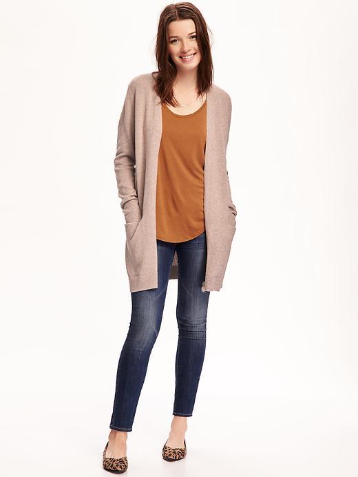 Old Navy Long Open Front Cardi For Women - Taupe