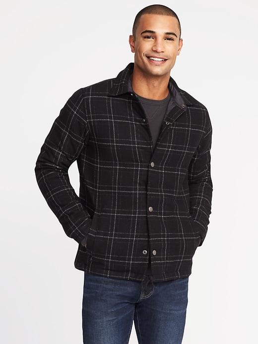 Old Navy Mens Plaid Brushed Twill Shirt Jacket For Men Black Plaid Size Xs