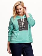 Old Navy Logo Fleece Pullover Hoodie Size 1x Plus - Robins Egg Blue