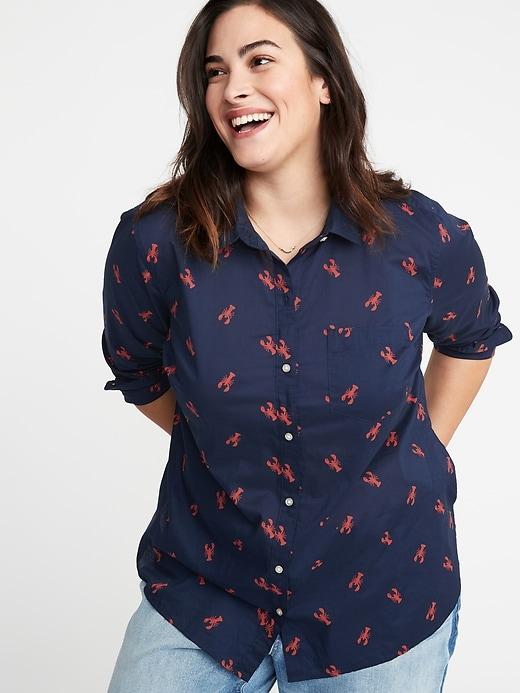 Classic Plus-size No-peek Printed Shirt