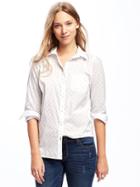 Old Navy Classic Button Front Shirt For Women - Navy Anchor