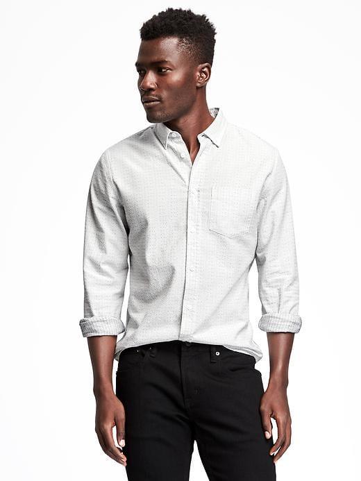 Old Navy Mens Slim-fit Dobby Shirt For Men Cream Size S