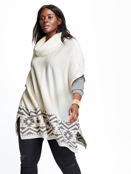 Old Navy Womens Plus Cowl Neck Poncho Size Xl/2xl - Geometric Print Bottom