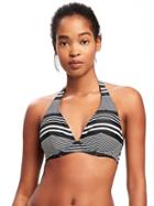 Old Navy Womens Underwire Halter Swim Top For Women Black/white Stripe Size Xs