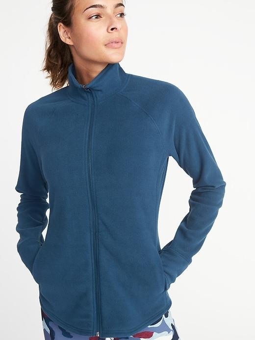 Old Navy Womens Semi-fitted Full-zip Performance Fleece Jacket For Women Victorian Blue Size Xl