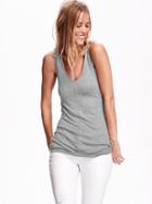 Old Navy Scoop Neck Tunic Tank Size L Petite - Light Heather Gray