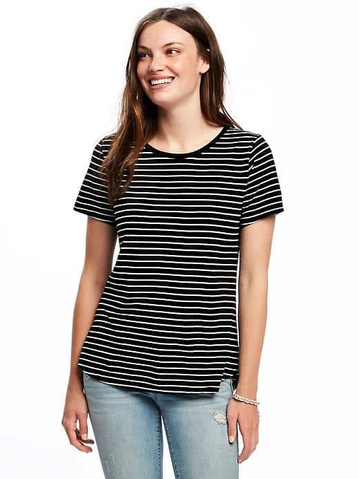 Old Navy Everywear Relaxed Crew Neck Tee For Women - O.n. New Black Stripe
