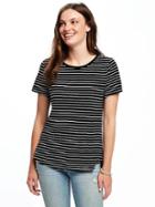Old Navy Everywear Relaxed Crew Neck Tee For Women - O.n. New Black Stripe