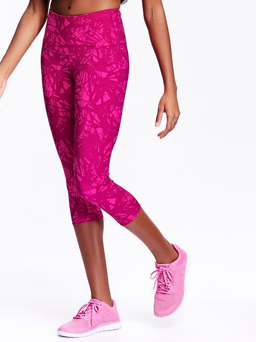 Old Navy Womens High Rise Compression Capris Size L - Flamingo A Gogo Neon