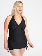 Old Navy Womens Smooth & Slim Plus-size Halter Swim Dress Ebony Size 1x