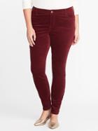 Old Navy Womens High-rise Smooth & Slim Plus-size Velvet Rockstar Pants Gosh Garnet Size 28