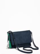 Old Navy Womens Sueded Flap-front Crossbody Bag For Women Navy Blue Size One Size