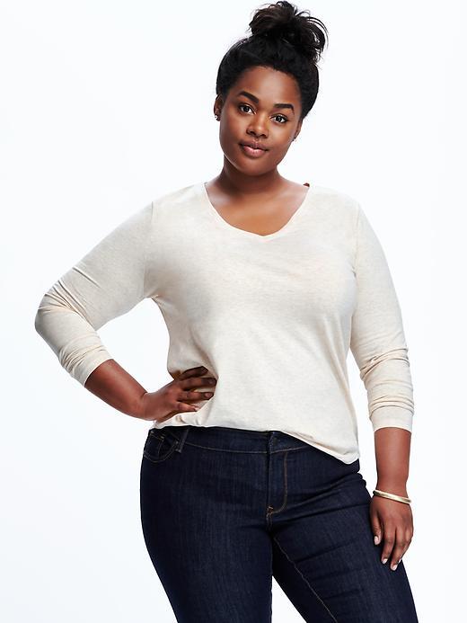 Old Navy V Neck Plus - Heather Oatmeal