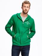 Old Navy Full Zip Logo Fleece Hoodie For Men - Magic Green Polyester