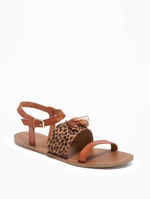 Old Navy Tasseled Slide Sandals For Women - Leopard