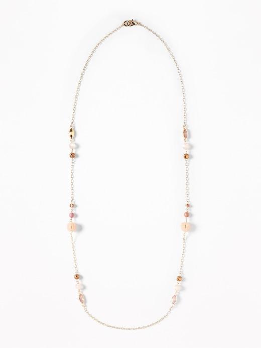Old Navy Womens Blush-beaded Station Necklace For Women Blush Size One Size