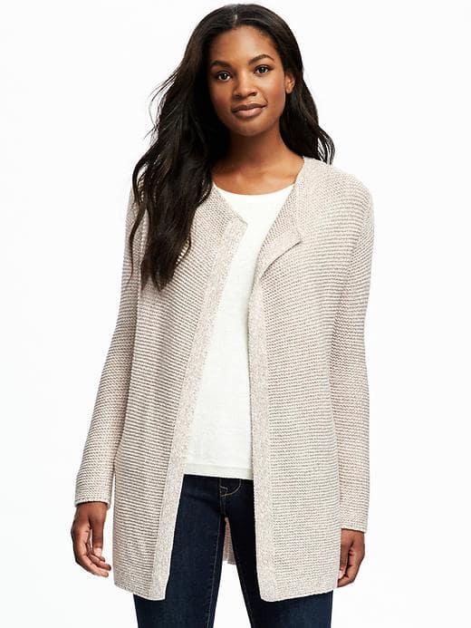 Old Navy Relaxed Open Front Textured Cardi For Women - Oatmeal Marl