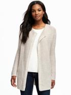 Old Navy Relaxed Open Front Textured Cardi For Women - Oatmeal Marl