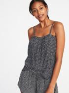 Old Navy Womens Crinkle-gauze Sleep Top For Women Black Print Size M