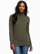 Old Navy Relaxed Hi Lo Turtleneck Pullover For Women - Pine Needles
