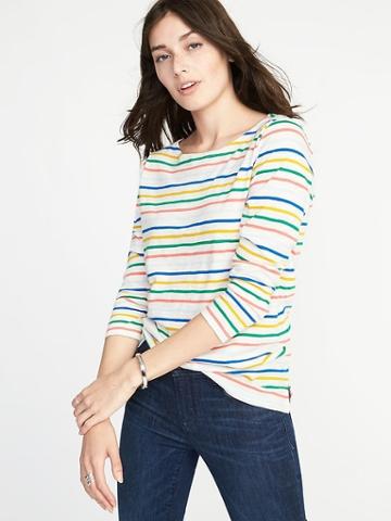 Old Navy Womens Relaxed Mariner-stripe Tee For Women Multi Stripe Top Size S