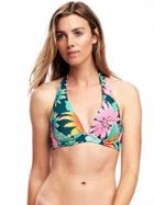 Old Navy Underwire Halter Bikini Top For Women - Multi Green Floral