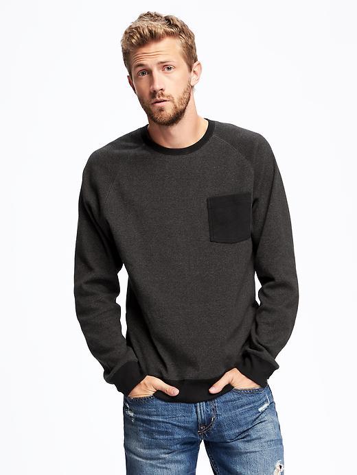 Old Navy Waffle Knit Crew Neck Sweatshirt For Men - Blackjack