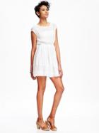Old Navy Lace Detail Gauze Dress For Women - White