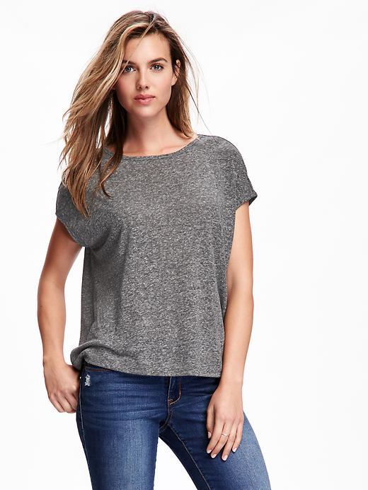 Old Navy Linen Blend Cocoon Tee - Dark Charcoal Gray