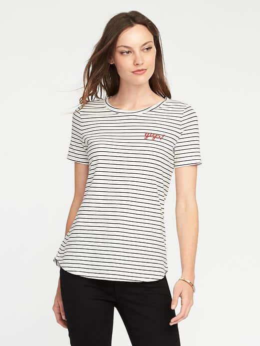 Old Navy Everywear Graphic Curved Hem Tee For Women - Yep!