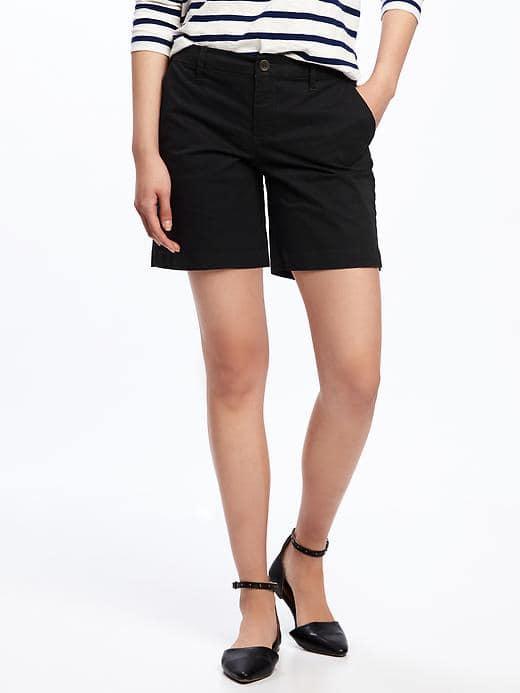 Old Navy Mid Rise Everyday Khaki Shorts For Women 7 - Black