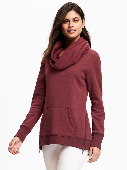 Old Navy Loose Fit Cowl Neck Fleece Tunic For Women - Marion Berry