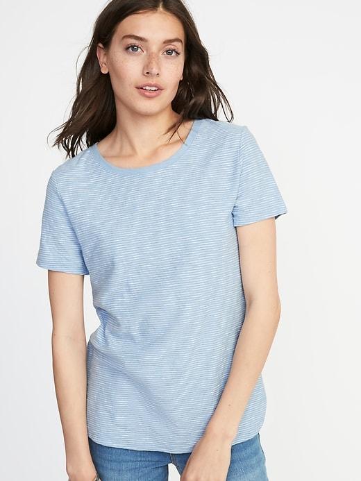 Old Navy Womens Striped Everywear Slub-knit Tee For Women Blue Stripe Size L