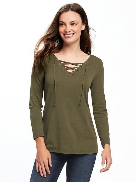 Old Navy Lace Up Swing Top For Women - Hunter Pines