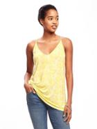 Old Navy Strappy Keyhole Jersey Tank For Women - Yellow Print