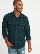 Old Navy Mens Regular-fit Built-in Flex Plaid Flannel Shirt For Men Botanical Green Size Xxl