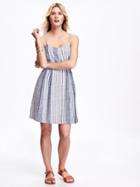 Old Navy Fit & Flare Midi Dress - Blue Stripe