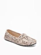 Old Navy Faux Leather Snake Print Driving Moccasins For Women - Snake