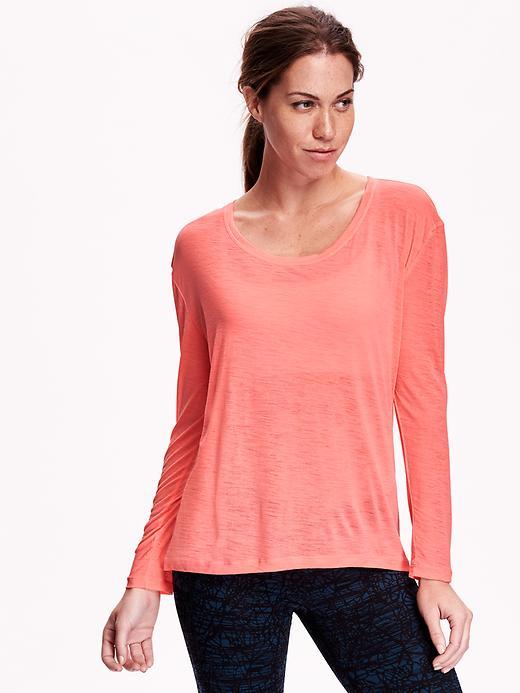Old Navy Womens Active Crepe Tee Size L - Lotus Orange Neon
