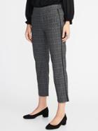 Old Navy Womens Mid-rise Plaid Side-stripe Pull-on Trousers For Women Gray Plaid Size 6