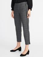 Old Navy Womens Mid-rise Plaid Side-stripe Pull-on Trousers For Women Gray Plaid Size 6
