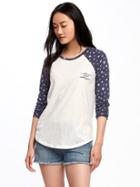 Old Navy Relaxed Graphic Raglan Sleeve Tee For Women - Calla Lillies