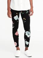 Old Navy Womens Printed Jersey Leggings For Women Black Floral Size L