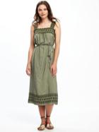 Old Navy Lace Yoke Tie Waist Dress For Women - I Think Olive