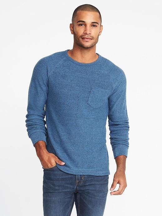 Old Navy Mens Sweater-knit Raglan-sleeve Tee For Men Blue Sardines Size Xl