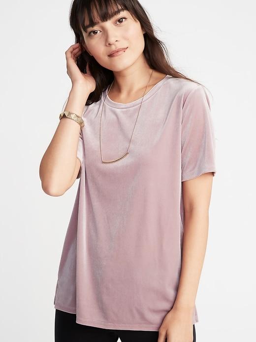 Old Navy Womens Relaxed Plush Velvet Tee For Women Plum Tonic Size Xxl