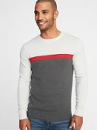 Old Navy Mens Color-blocked Crew-neck Sweater For Men Heather Gray Size S