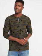 Old Navy Mens Soft-washed Henley For Men Green Camo Size L